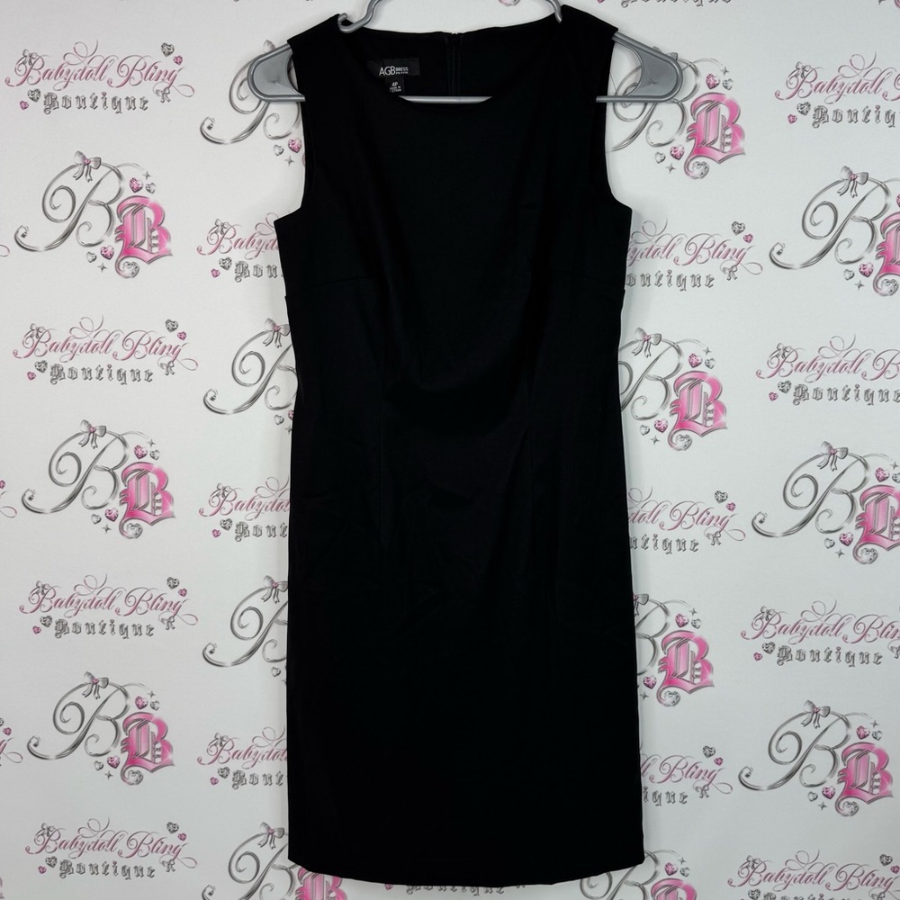 AGB dress Classic Black Midi Dress zip up back flattering formal classy